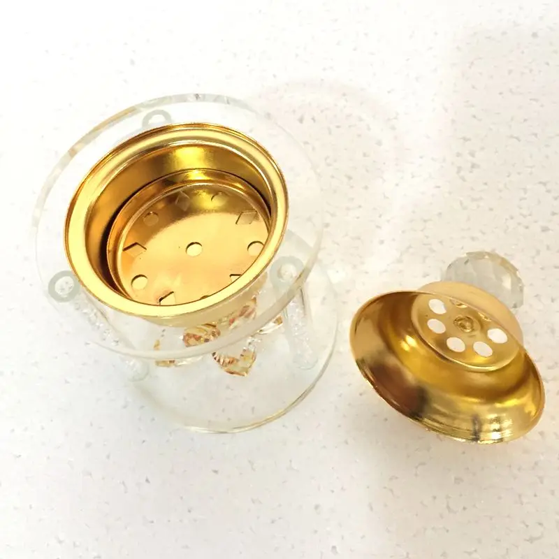 Home Decor Crystal Glass Lotus Incense Smoke Incense Incense Smoke Home Decoration Crafts(High:14.5cm)