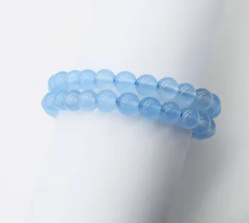 

blue jade round 8mm bracelet 7.5inch FPPJ wholesale beads nature