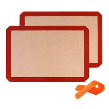 

Reusable Silicone Mat 2 Pcs Anti-Adherent Canvas Baking Sheet Patisserie Baking Carpet High Temperature Resistant Non-stick