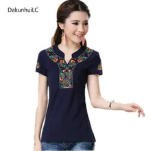Качественные женские футболки с вышивкой 4XL винтажный тонкий пуловер футболка одежда Хлопок Blusas Feminina Летние повседневные топы