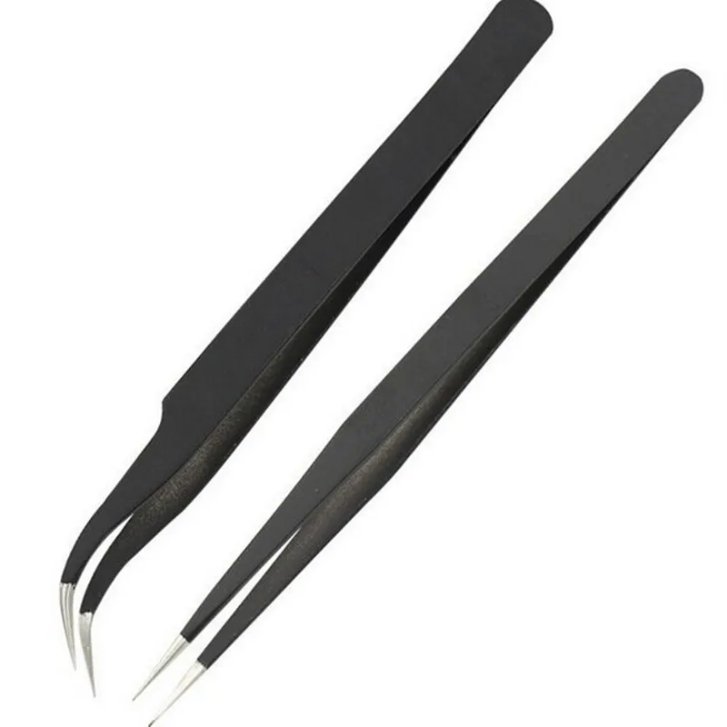 

ELECOOL 1PC Beauty Nail Curved Tweezer Tip Stainless Steel Anti Static Non-magnetic Tweezer Nail Art Tool