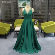 Зеленое Длинное Вечернее Платье с открытой спиной ТРАПЕЦИЕВИДНОЕ кружевное атласное платье с v-образным вырезом для торжественных случаев женские платья женские вечерние недорогие платья
