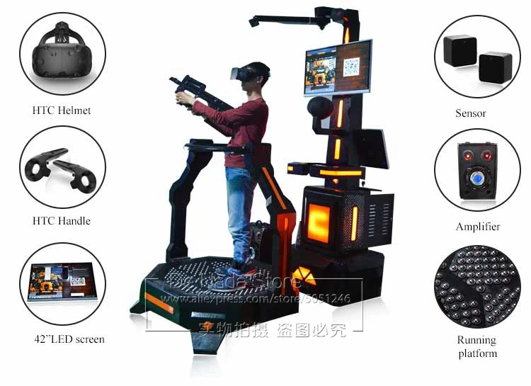 Indoor Interactive Game Machine 1 Player VR Walker Treadmill 9D VR Shooting Simulator