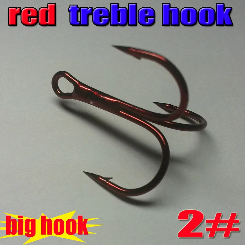 2015new fishing treble hooks color is red size 2# the big hooks