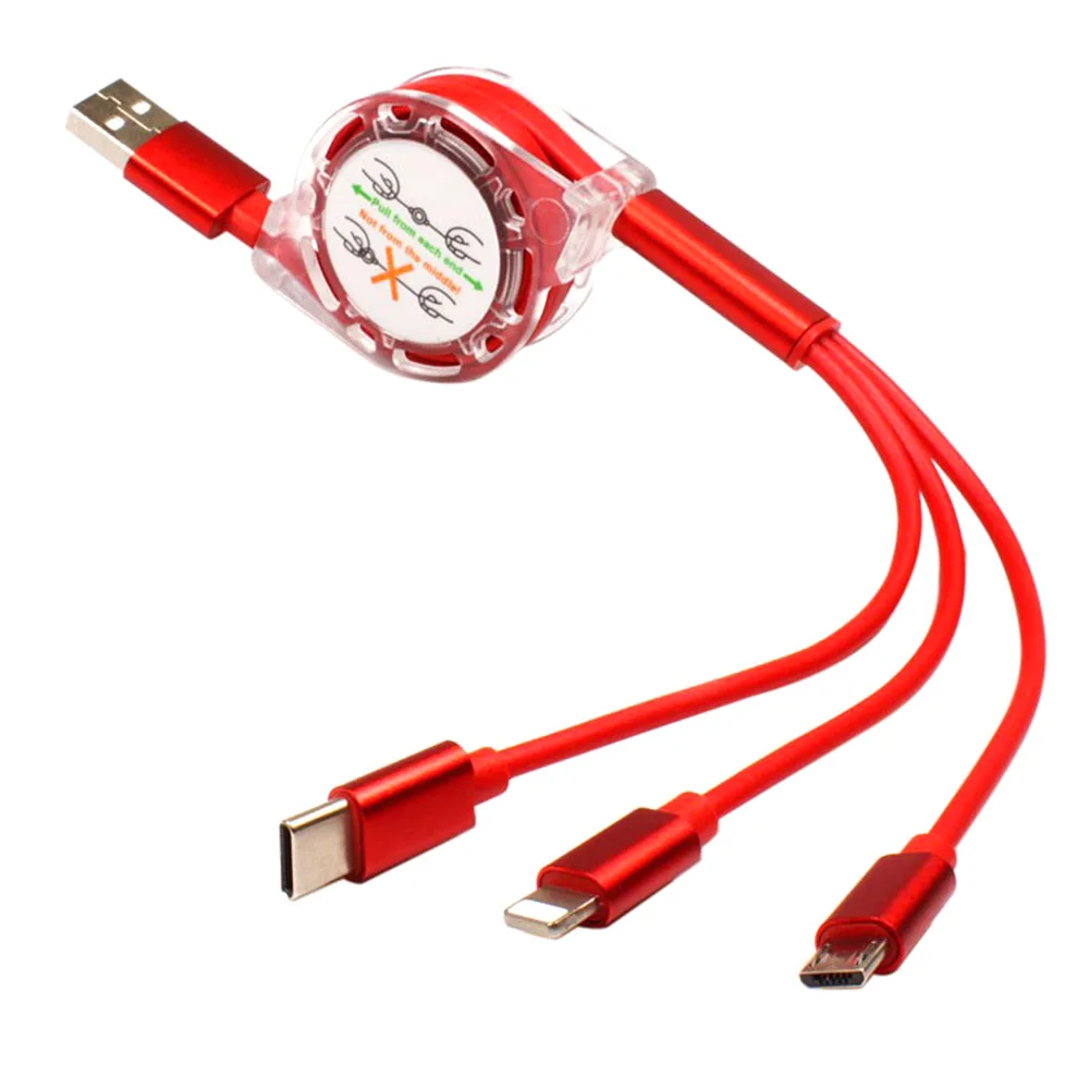 

Multi Charging Cable Cord 3 In 1 Type C Micro USB Retractable For Mobile Phone JLRJ88