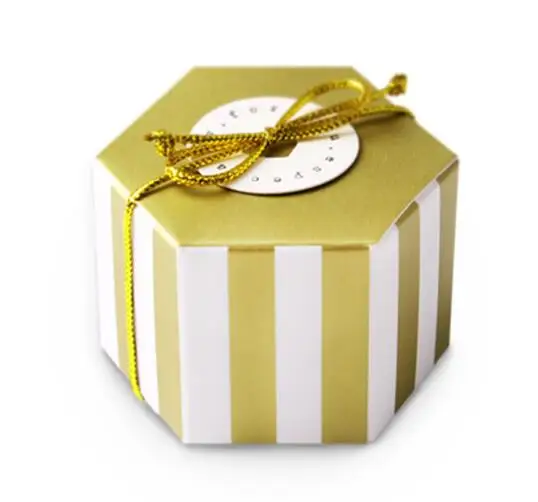 golden striped 50 шт многоцветная коробка для свадебного торжества, милый подарок, коробки для конфет для свадьбы, для детского дня рождения, сувениры для гостей, вечерние принадлежности - Цвет: golden striped