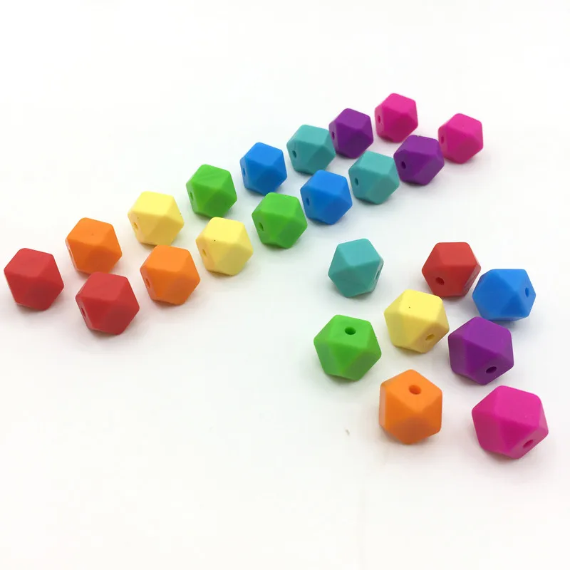 Мини геометрические шестигранные силиконовые бусины для зубов-сделай сам Лот из 100 штук шестигранные свободные отдельные силиконовые бусины без соединительной линии - Цвет: rainbow colors
