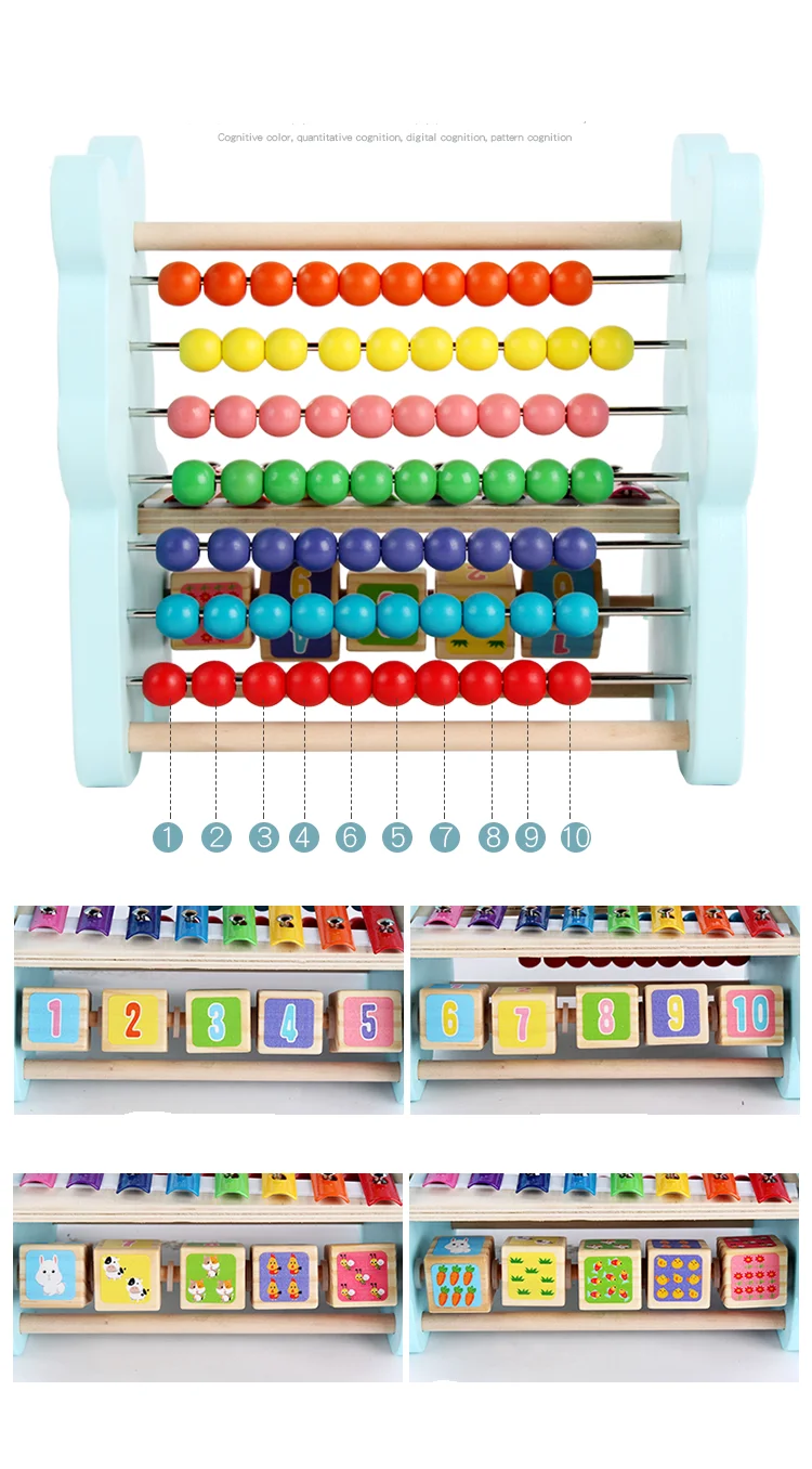 Мультифункциональный деревянный набор игрушек ксилофон и Счетная доска, расчетная рамка Хаски стиль мультфильм щенок, детские