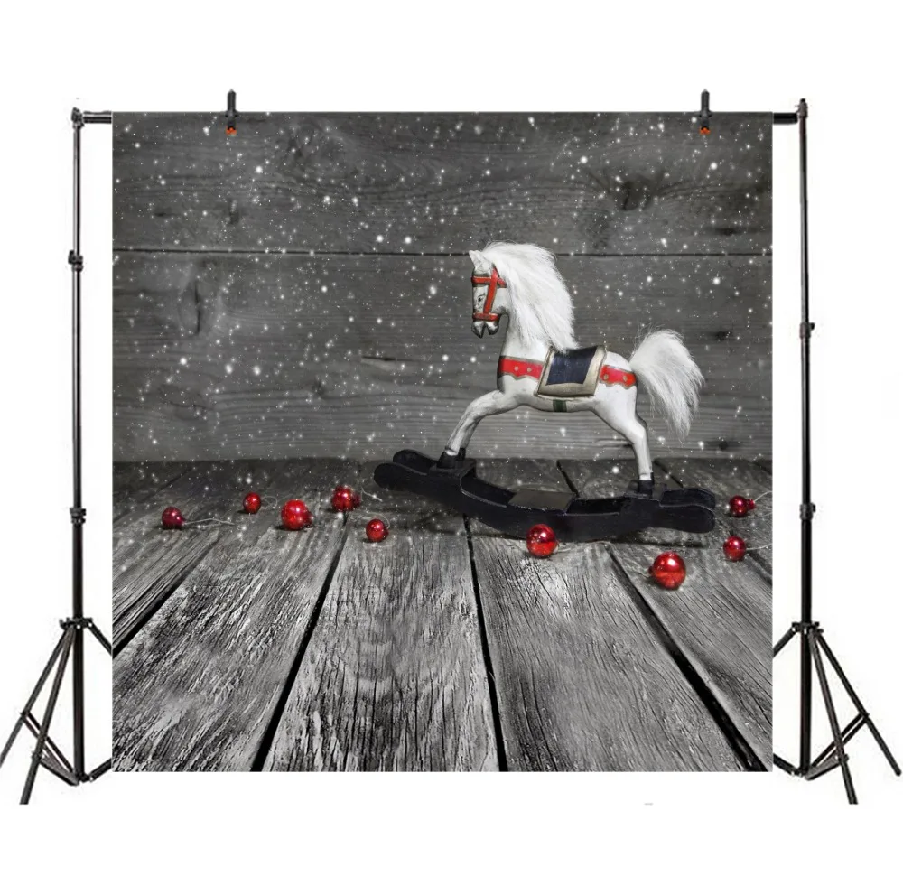 Laeacco деревянные доски пол лошадь игрушки Детские Рождественские фотографии фоны индивидуальные фотографические фоны для фотостудии