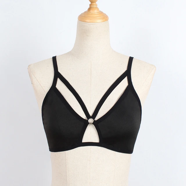 1PC Women Sexy Seamless Underwear Women's Fashion Black Cross Bandage Push Up Bra Bralette Erotic Lingerie 19 IMG_9365