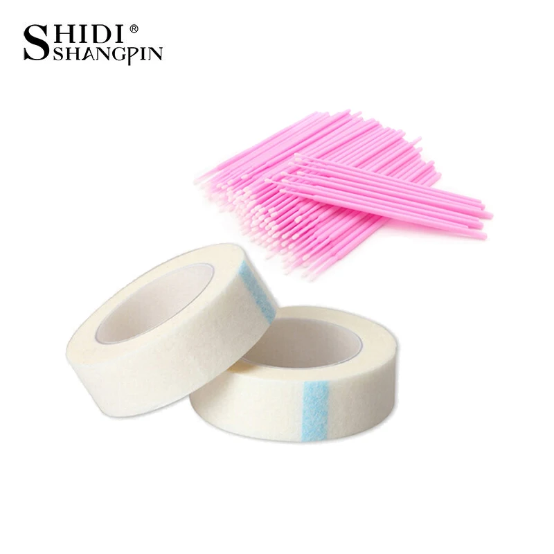 

SHIDISHANGPIN Eyelashes Extension Kits 100Pcs Disposable Cotton Swab 3 Rolls White Non-woven Cloth Adhesive Tape Grafting Tools