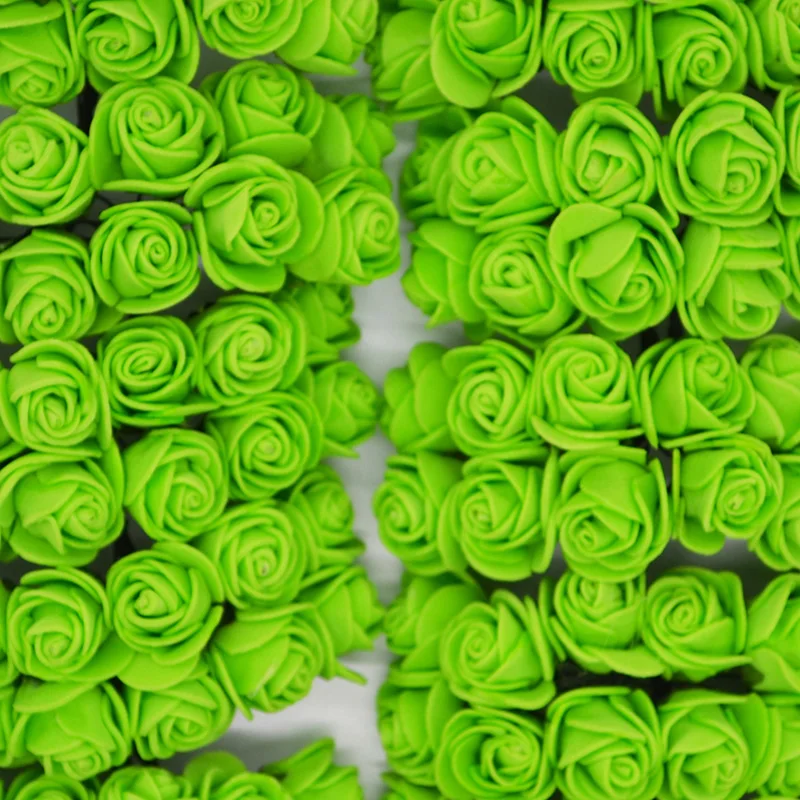 36/72/144 шт. 2 см Декоративные Teddy Bear розы из вспененного полиэтилена, искусственный цветок розы Букет для дома Свадебные украшения DIY ВЕНОК в форме искусственных цветов - Цвет: green