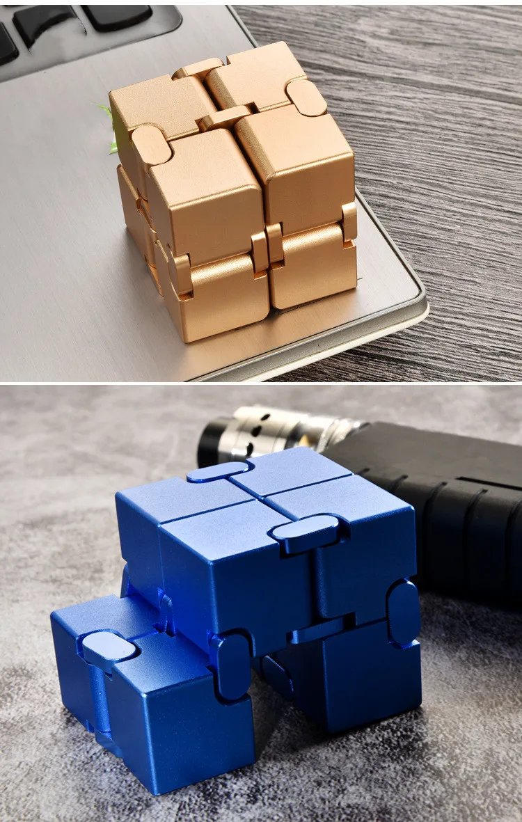 Модный алюминиевый сплав бесконечный стресс рельеф куб игрушка артефакт креативная игрушка-вибратор флип компактный чехол