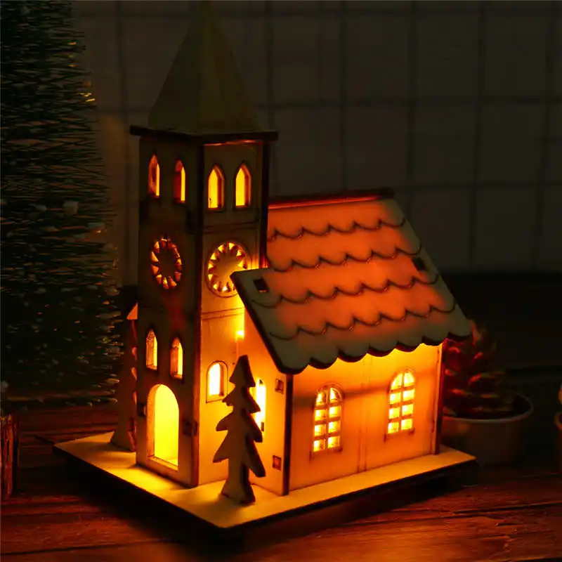 Festival Led Light Wood House Christmas Tree Decorations For Home Hanging Ornaments Holiday Nice Xmas Gift Wedding Navidad #2n6 (7)
