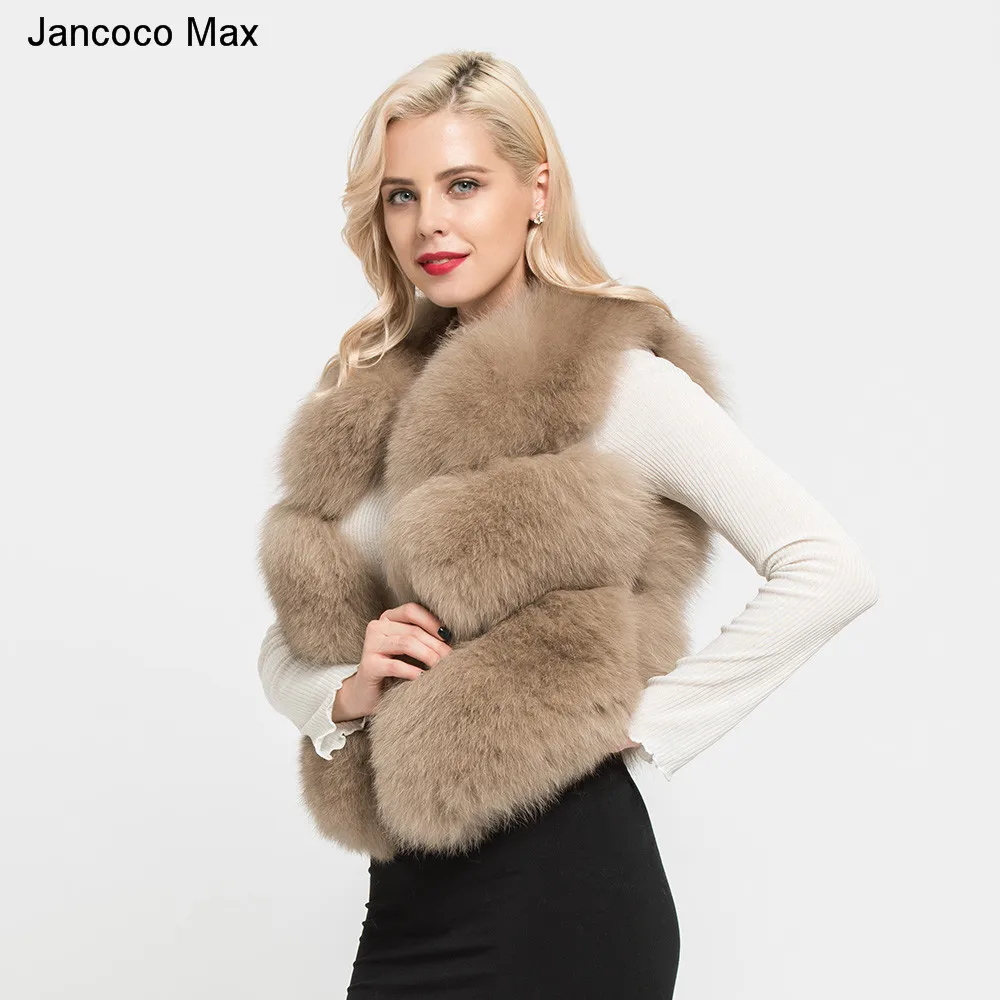 Jancoco Max, женский жилет из натурального Лисьего меха, зимний теплый жилет высокого качества, 3 ряда, пальто без рукавов, модный жилет S7162