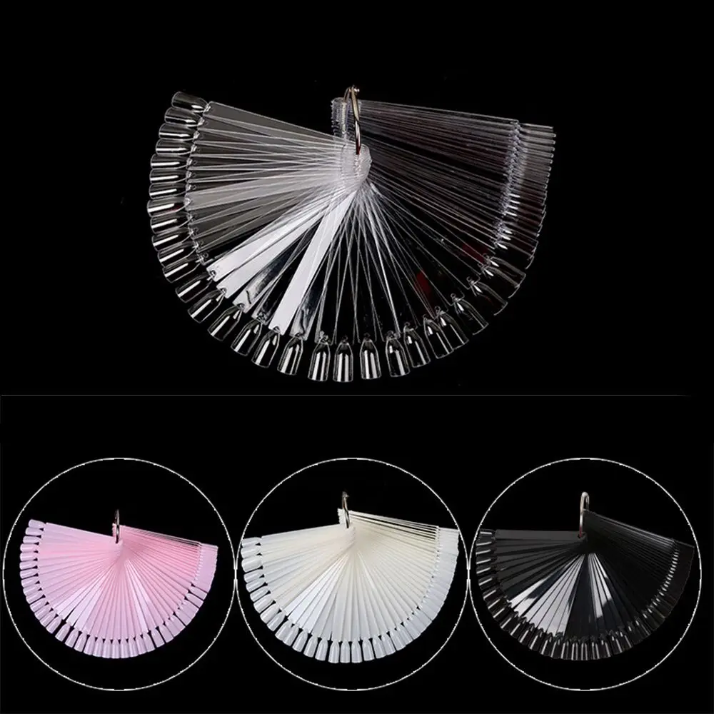 

50pcs/set False Nail Tips Fake Nail Art Polish Color Card Acrylic Practice Chart Palette Buckle Ring Practice Display Tools