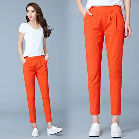 

2019 NEW women's casual OL office Pencil Trousers Girls's cute Slim Stretch Pants fashion Candy Jeans Pencil Trousers