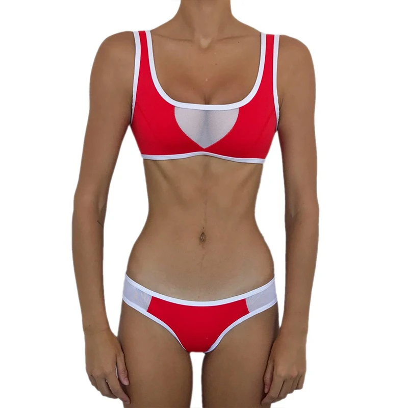 Bikinis Female 2019 Sport Swimsuit Transparent Bikini Set Swimsuit Bando Push Up Mesh Bikini Swimsuit Bathing Suit Women (4)