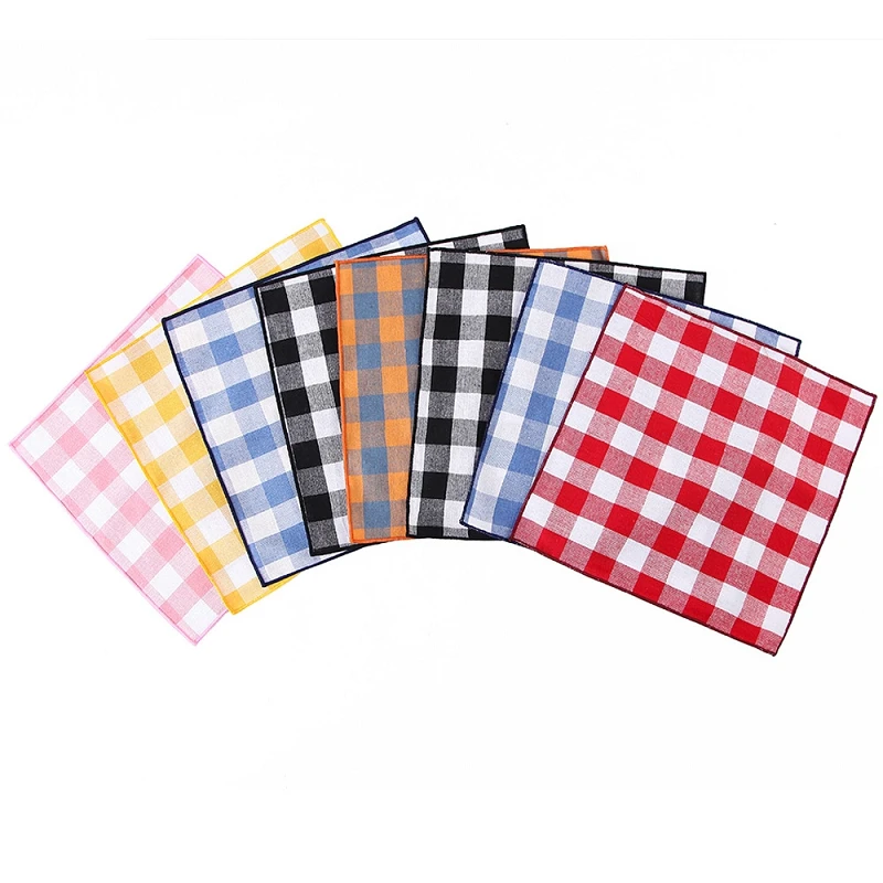 

Plaid Printed Men Handkerchief 25*25cm Hankies Polyester Hanky For Male Wedding Business Pocket Square Chest Towel Accessory