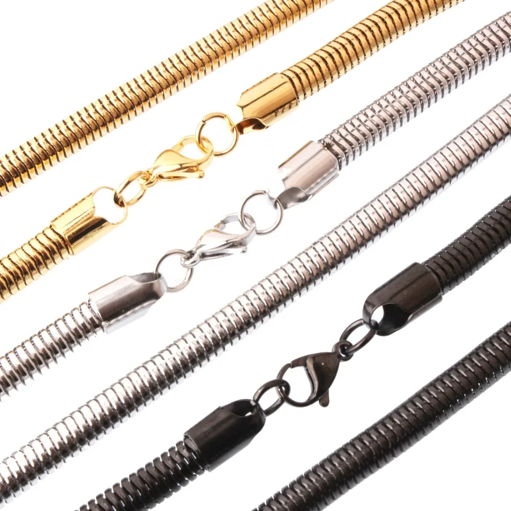 

Fashion Women and Men Snake Necklace Chain 316L Stainless Steel Necklace For High Quality Silver/Gold/Black Color Jewelry Chain