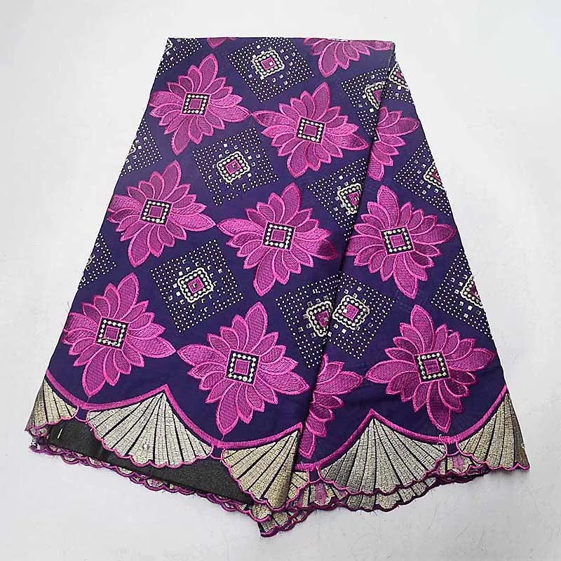 

High Quality Stones Purple Swiss Voile Lace 2019 African Voile Swiss Lace Fabric African Cotton Voile Lace Fabric For Men/women