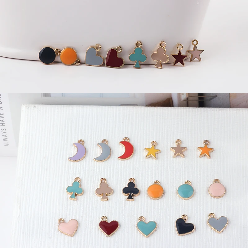 

50pcs small Star heart moon pendant gold alloy enamel charm DIY accessories of necklace bracelet apparel Decoration fitting