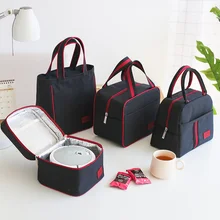 11 размеров черный и красный джинсовый ланч-мешок термическая сумка для еды Повседневная Изолированная Ланч-бокс сумка для пикника термо-холодильник еда для детей унисекс