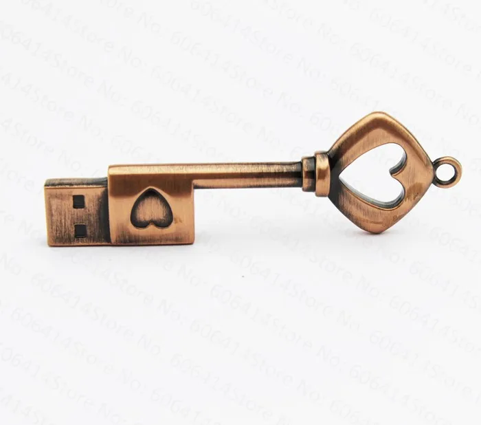 USB Pen Drive Metal Pure Copper Heart Key Gift Flash mini stick Genuine 8gb 16gb 32gb Thumb Stick | - Цена: 