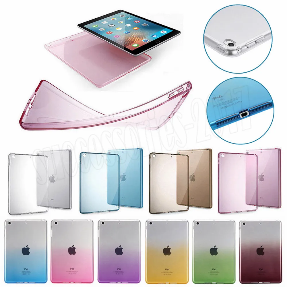

Clear Cases For iPad Mini 1 2 3 Slim Candy Transparent Gradient TPU Cover For iPad Mini 2 Clear Poly Gel Shock Resistance Back