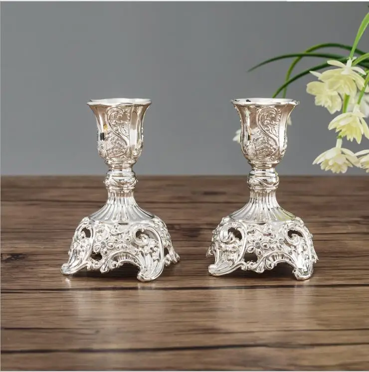 2PCS/ pair Europe metal candle stand god candlesticks metal antiques table home decoration candle holders ZT117