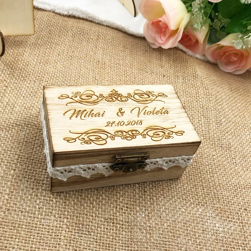 Personalized Retro Rustic Wedding Ring Box Custom Name Ring Box Rustic Ring Bearer Box Wedding Ring Holder3