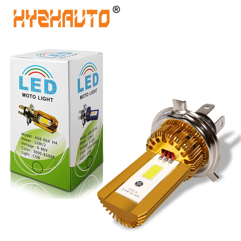 

1Pcs High Quality H4 LED Motorcycle Headlight HS1 COB LED Moto Headlight 2400lm White Motorbike Scooter ATV led HeadLamp 12-80V