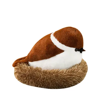 

1pc simulation Adroable Soft Toy Stuffed Bird Sparrow Plush Toys with Fluffy Nest Creative Soft Toys for Children Home Decor