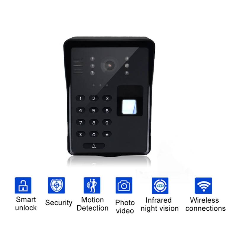 Wifi видео дверной телефон умный беспроводной дверной звонок RFID пароль домофон отпечаток пальца разблокировка мобильный видео дверной звонок - Цвет: A