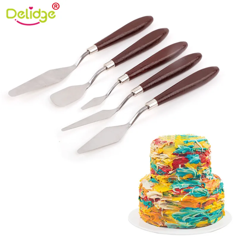 

Delidge 5pcs/set Stainless Steel Spatula Baking Pastry Tools Fondant Cream Mixing Scraper Oil Painting Shovel