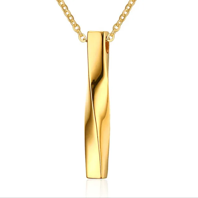 One Direction Jewelry 41mm Length Bar Gold Color Jewelry Necklace Stainless Steel Twisted