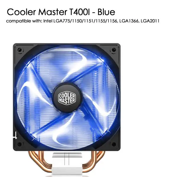 Cooler Master T400 T400i 12 см 4-контактный вентилятор для охлаждения процессора 4 медные тепловые трубки радиатор для процессора Intel 775 115X1366 2011 CPU AM4 - Цвет лезвия: T400i Blue