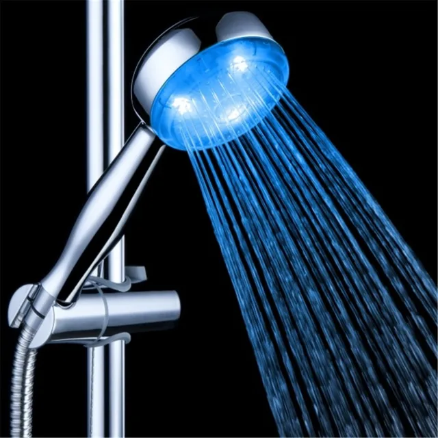 LED Glow Light Flash Round Handheld Colorful Shower Head Bathroom 7