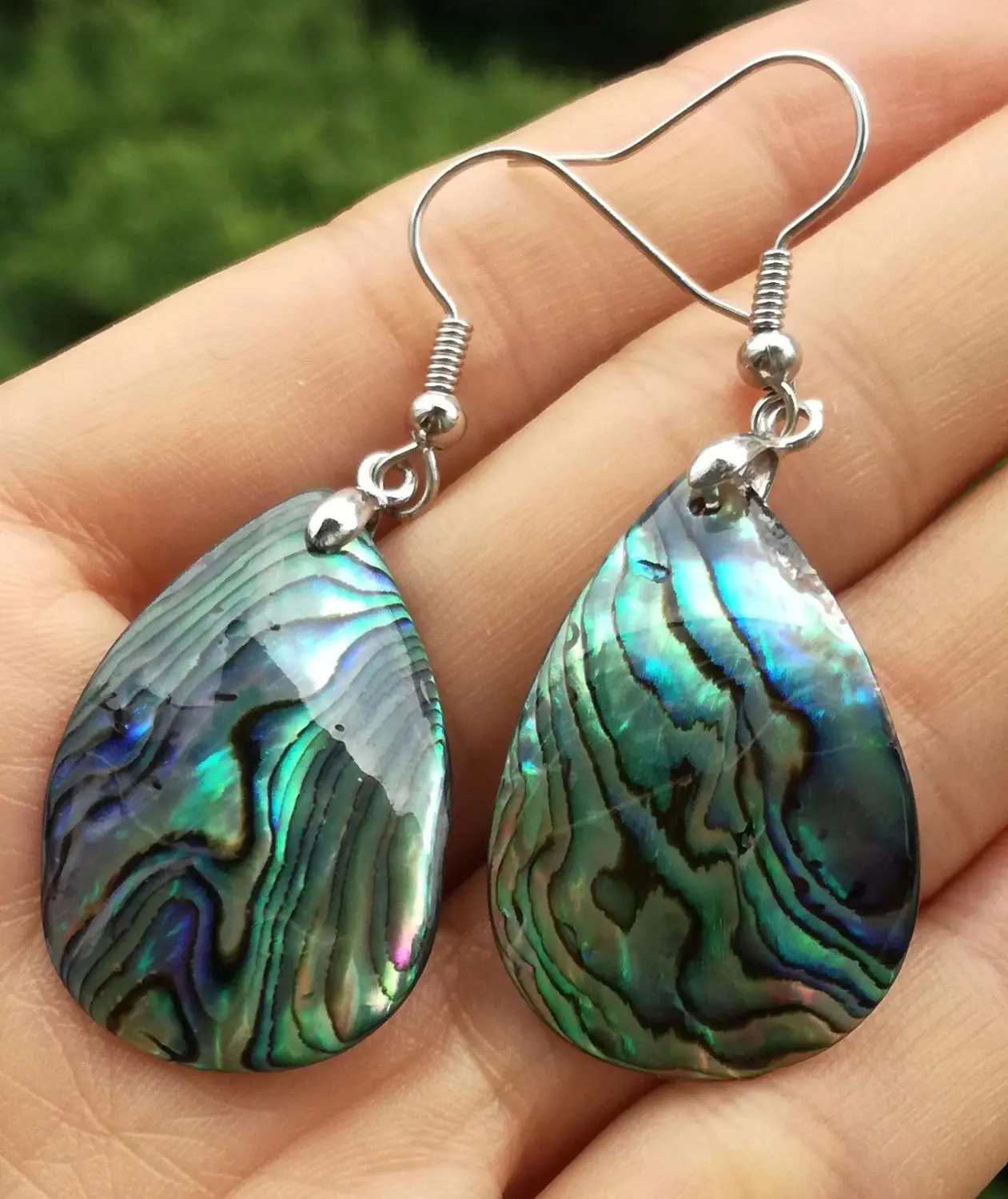 

Natural Abalone Shell Earrings Drop beads Energy Reiki Healing Amulet