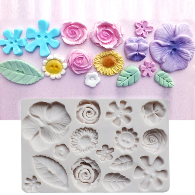 

Flower Buttons Mould Silicone Mold Fondant Cake Decorating Tool Gumpaste Sugarcraft Chocolate Forms Bakeware
