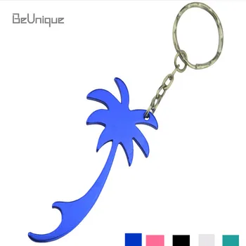 

Aluminum alloy multicolor coconut tree keychain Beer bottle opener Multi-function outdoor key ring Pendant engraving logo Free