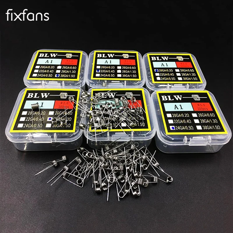 

100pcs Prebuilt Coil with Box DIY Premade Resistance Heating Coil Wire A1 for Electronic Cigarette RDA RTA Atomizer