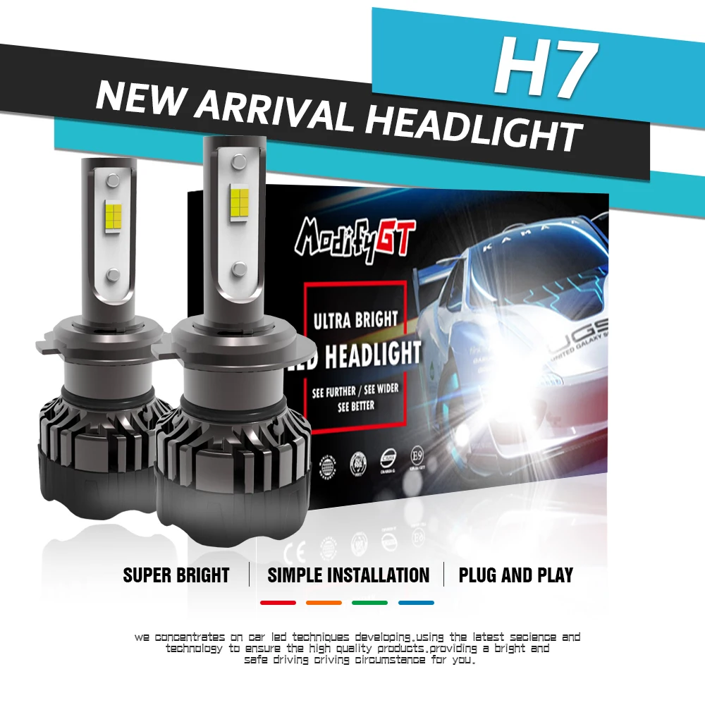 

Modifygt 3 color changing 5 modes H4 led H7 led H8/H9/H11 9005 9006 Headlight 9005 9006 3000K 4300K 6000K 100W 12V 24V