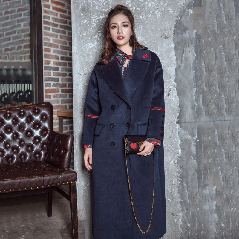 Winter Vintage Military Style Double Breasted Woolen