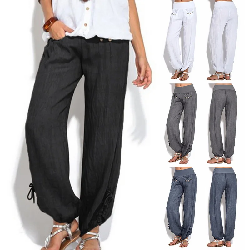 2015 summer fall women cotton casual pants ladies loose
