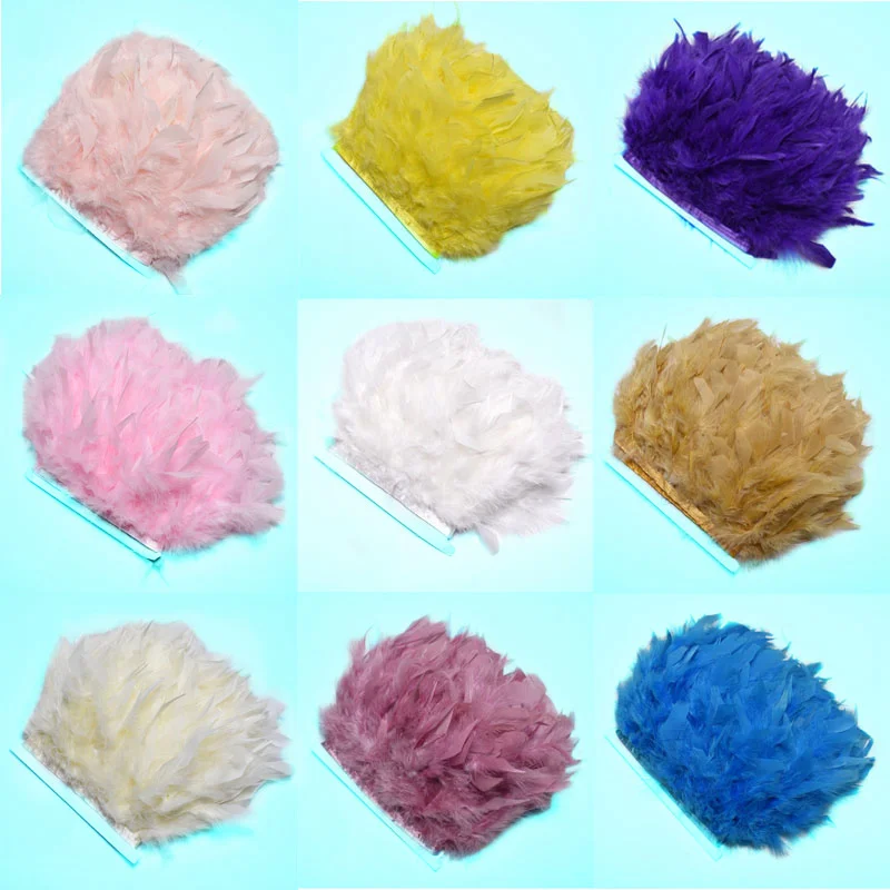 

2Meter/lot Dyed fluffy Turkey feathers trim fringe 10-15cm DIY marabou feather ribbon carnival Clothing skirt dress trims plumes