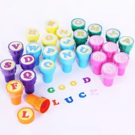 26pcs Children Toy Stamps cartoon English letter seals do not need ink pad printing ink digital stationery color children seal