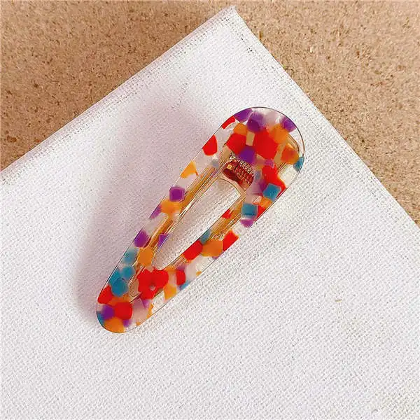 New Hot Women Colorful Acrylic Hollow Waterdrop Rectangle Hair Clips Girls Acetate Hairpins Barrettes Hair Styling Accessories - Цвет: 12