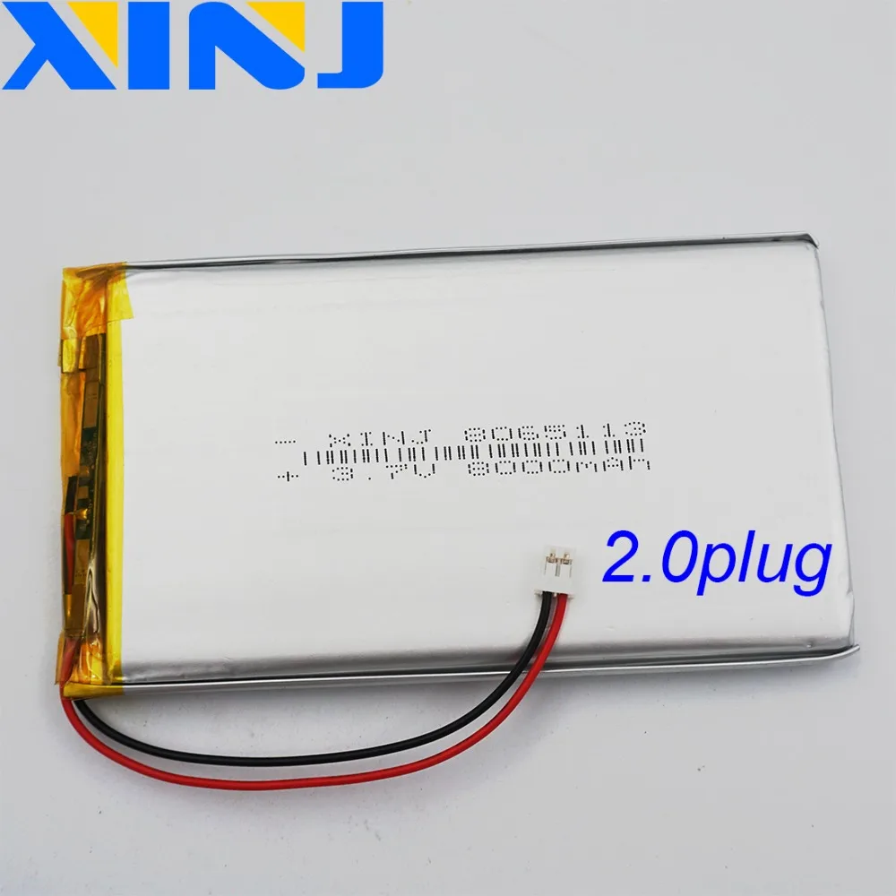

XINJ 3.7V 8000mAh Lithium Polymer Rechargeable LiPo Battery cell 8065113 2pin JST 2.0mm For GPS PDA MID PSP Power bank Tablet PC