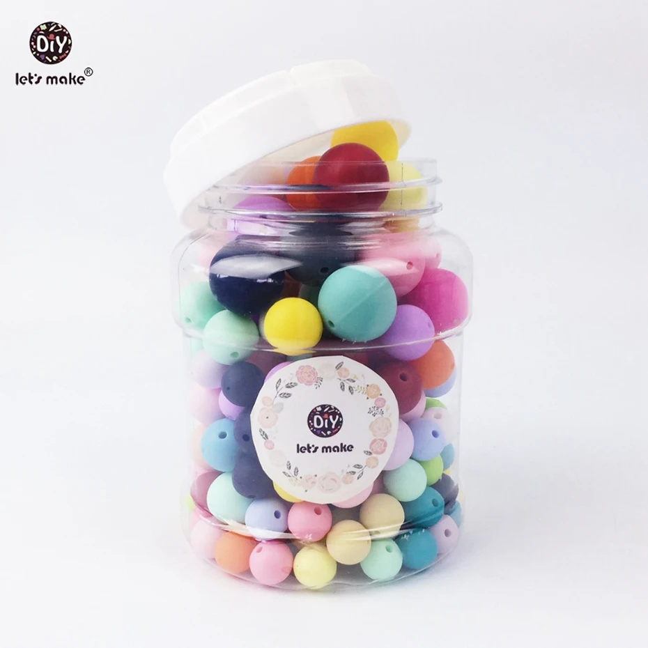 

Let's Make Baby Teether Silicone Color Beads Teether For Necklaces 200PC Round Silicone Beads BPA Free Set Silicone Teether